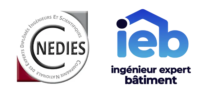Logos de CNEDIES et IEB – Compagnie Nationale des Experts Diplômés et Ingénieurs Expert Bâtiment
